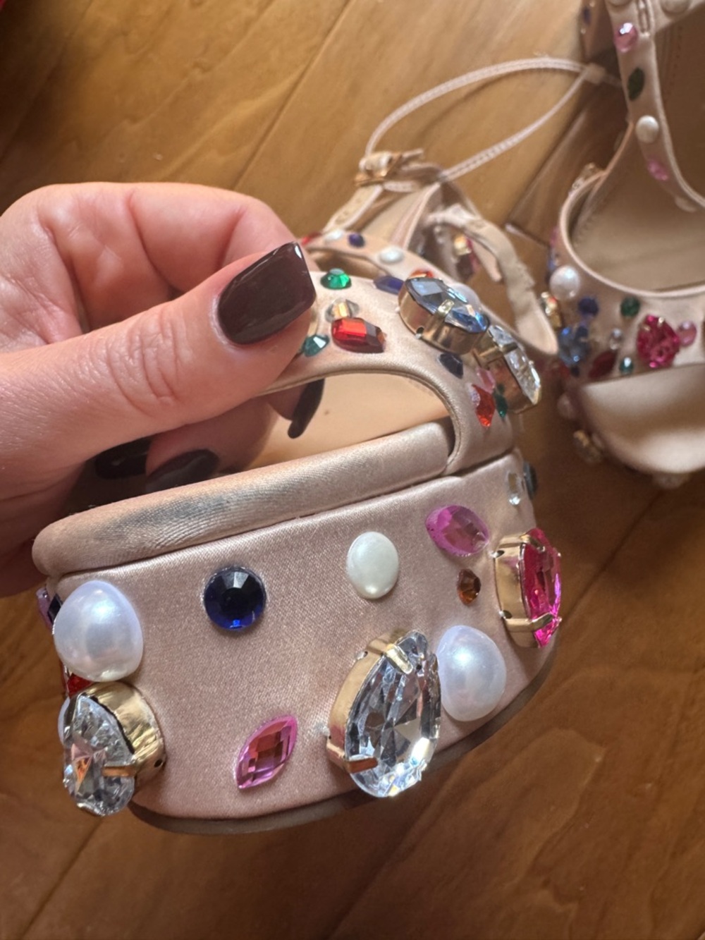 NWT Gianni Bini Calvan Jewel Ornamented Platform Dress Sandals Sz 8,5 - Picture 5 of 11